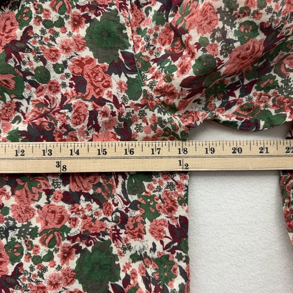 Sezane Womens XS (34) Floral Button Up Shirt Cotton Silk Blend Quiet Luxury - Picture 4 of 8
